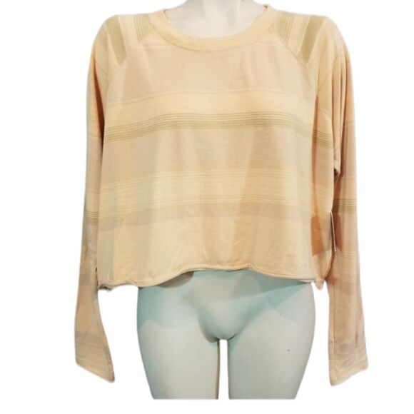 Free People Prosecco Baja Stripe Long Sleeve Crewneck Tee Size Small - Picture 1 of 8